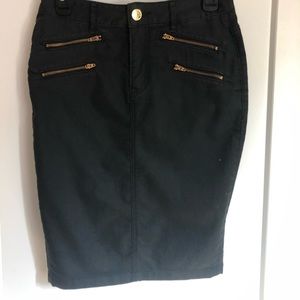 Express black grey jean skirt with gold zippers